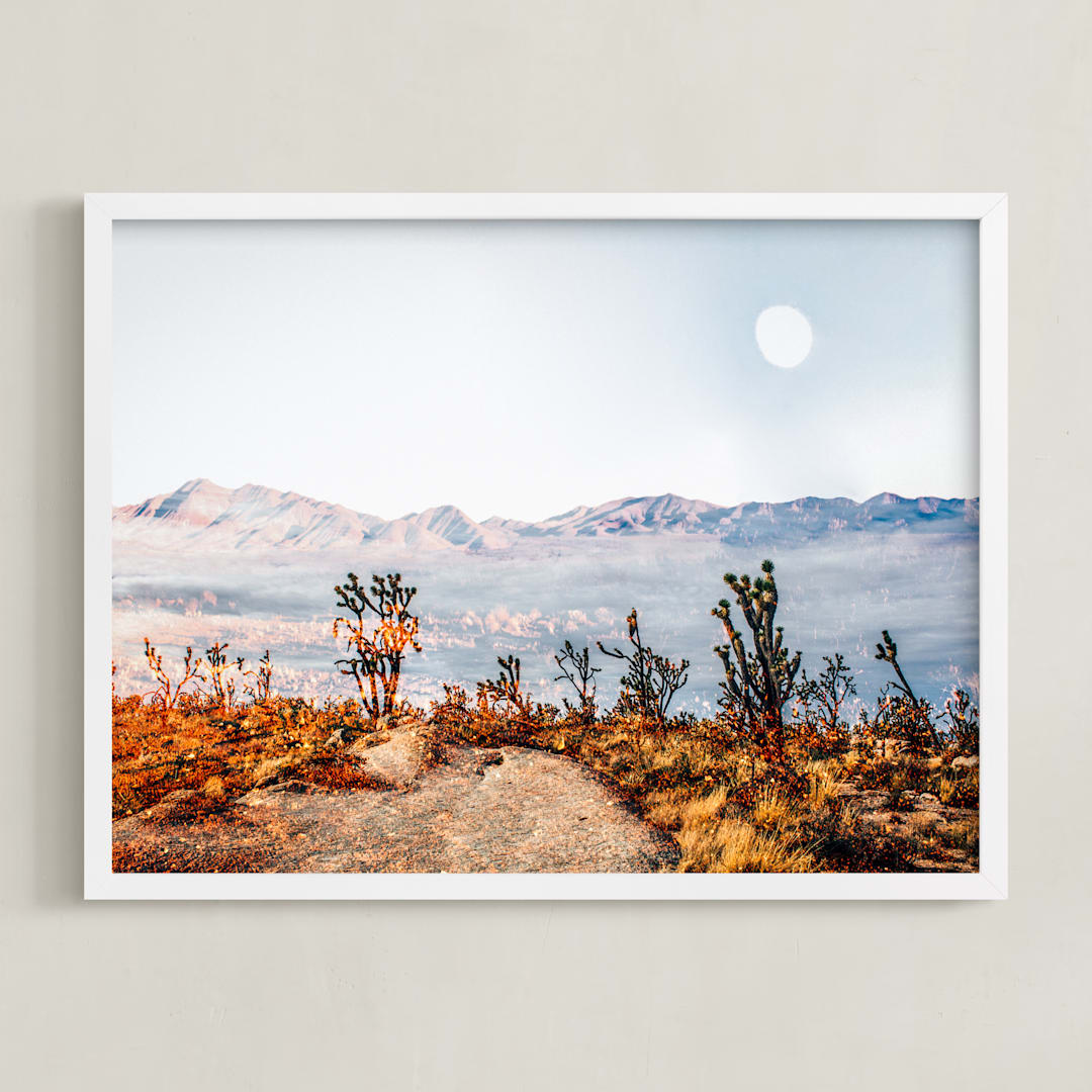 "Desert Super Moon" - Art Print in Mist by Kate Baird - Framed