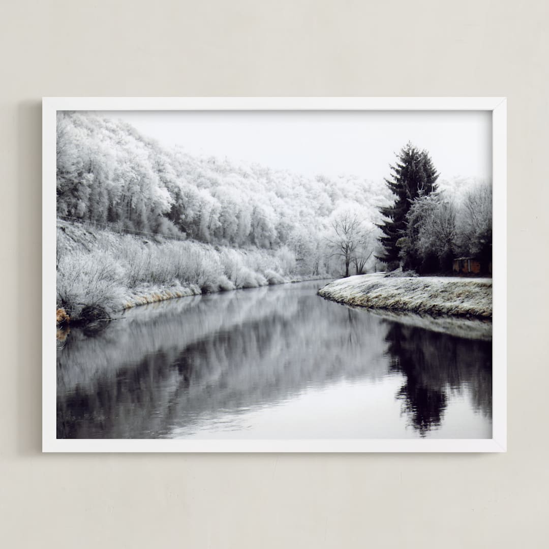 "Winter's Breath" - Art Print in White by Eva Marion - Framed