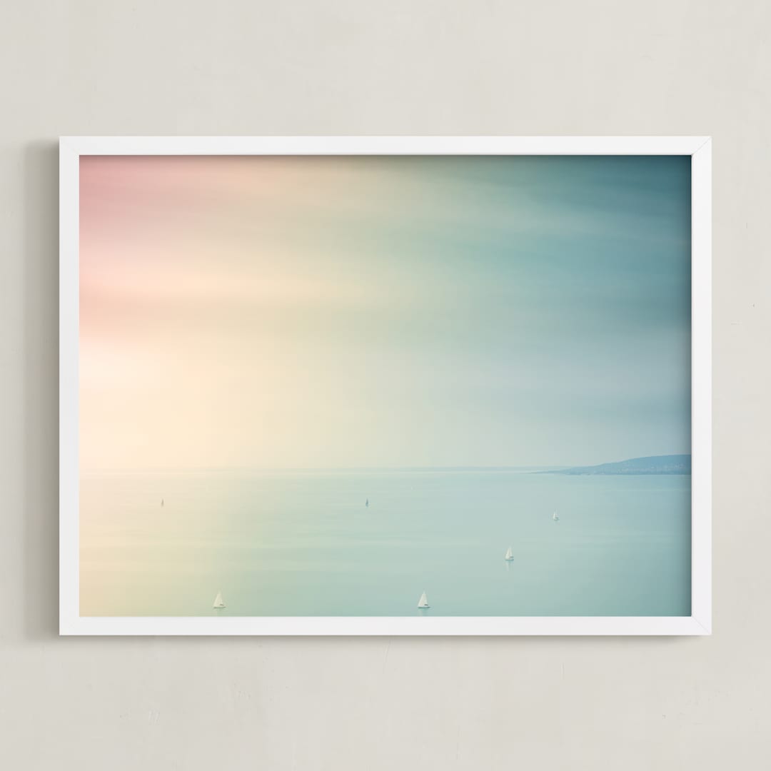 "Cotton Rainbow" - Art Print in Candy Blues by David Michuki - Framed