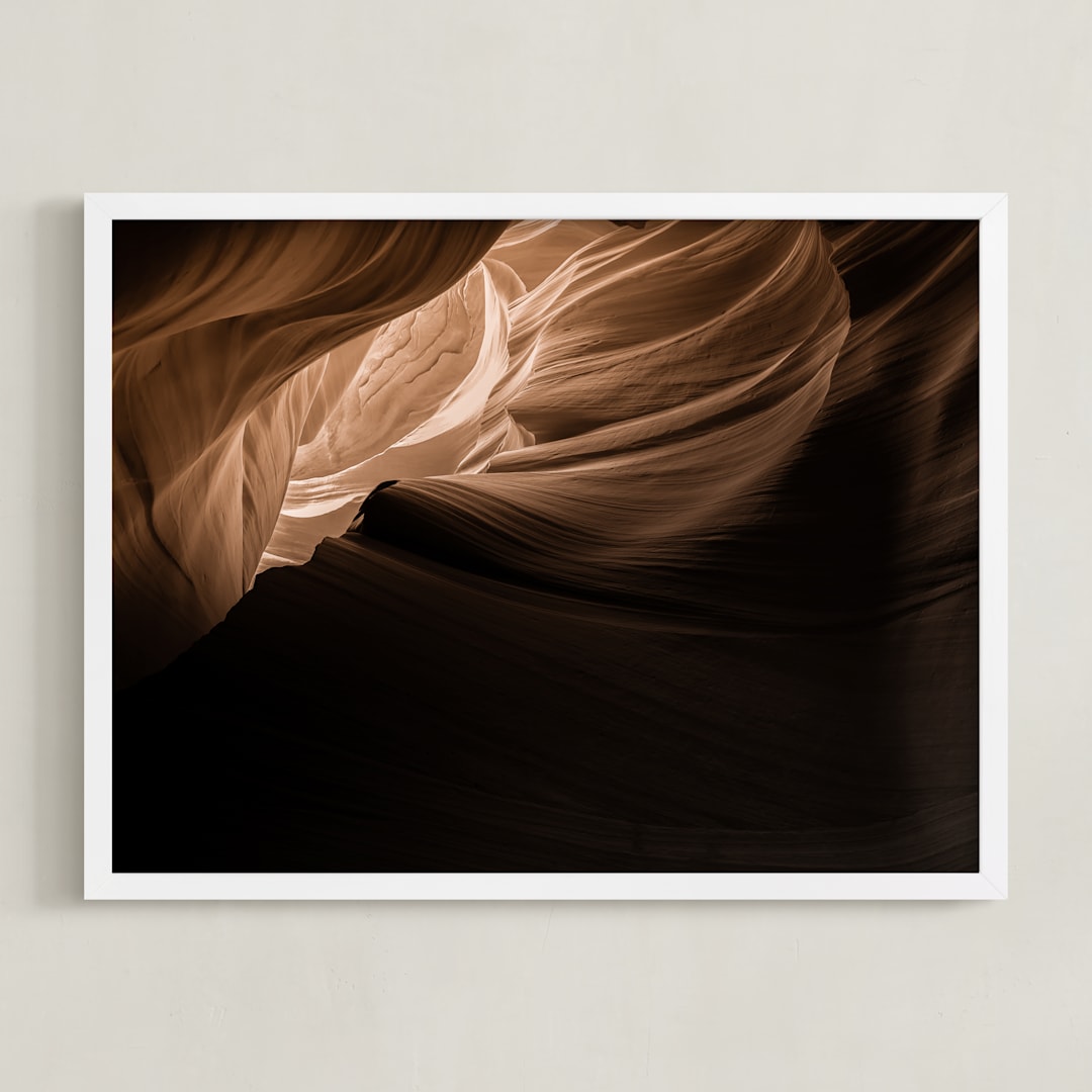 "Caramel Canyon II" - Art Print in Cocoa Brown by David Michuki - Framed