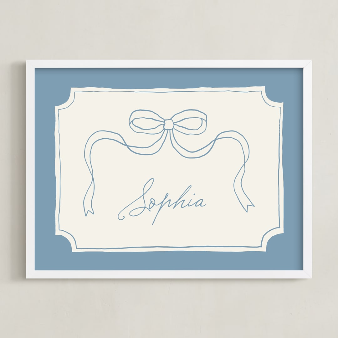 "Simple and Sweet" - Personalized Art Print in Denim by Kelly Watkins - Framed