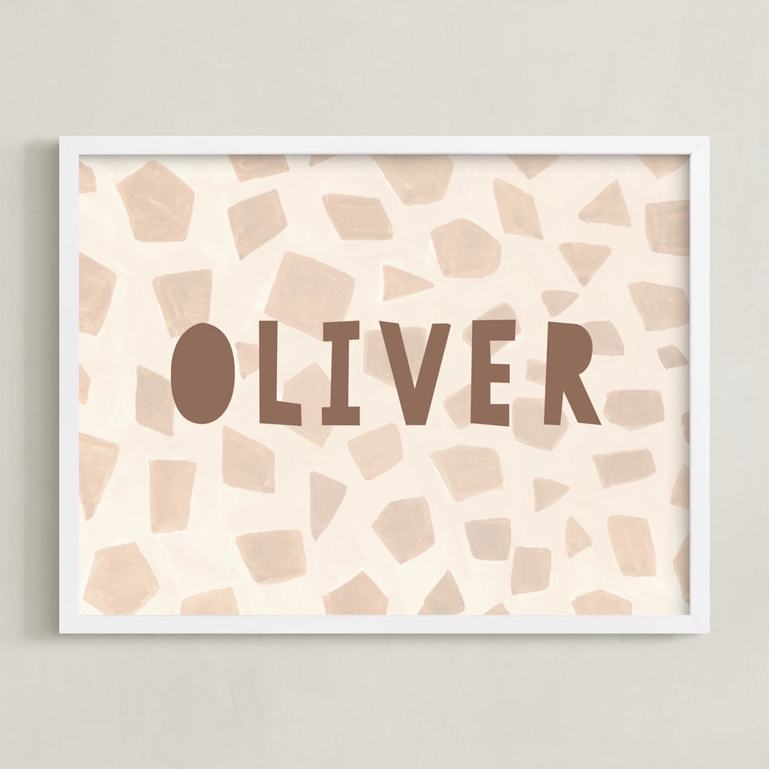 "Safari Friends 2" - Personalized Art Print in Brown by Teju Reval - Framed