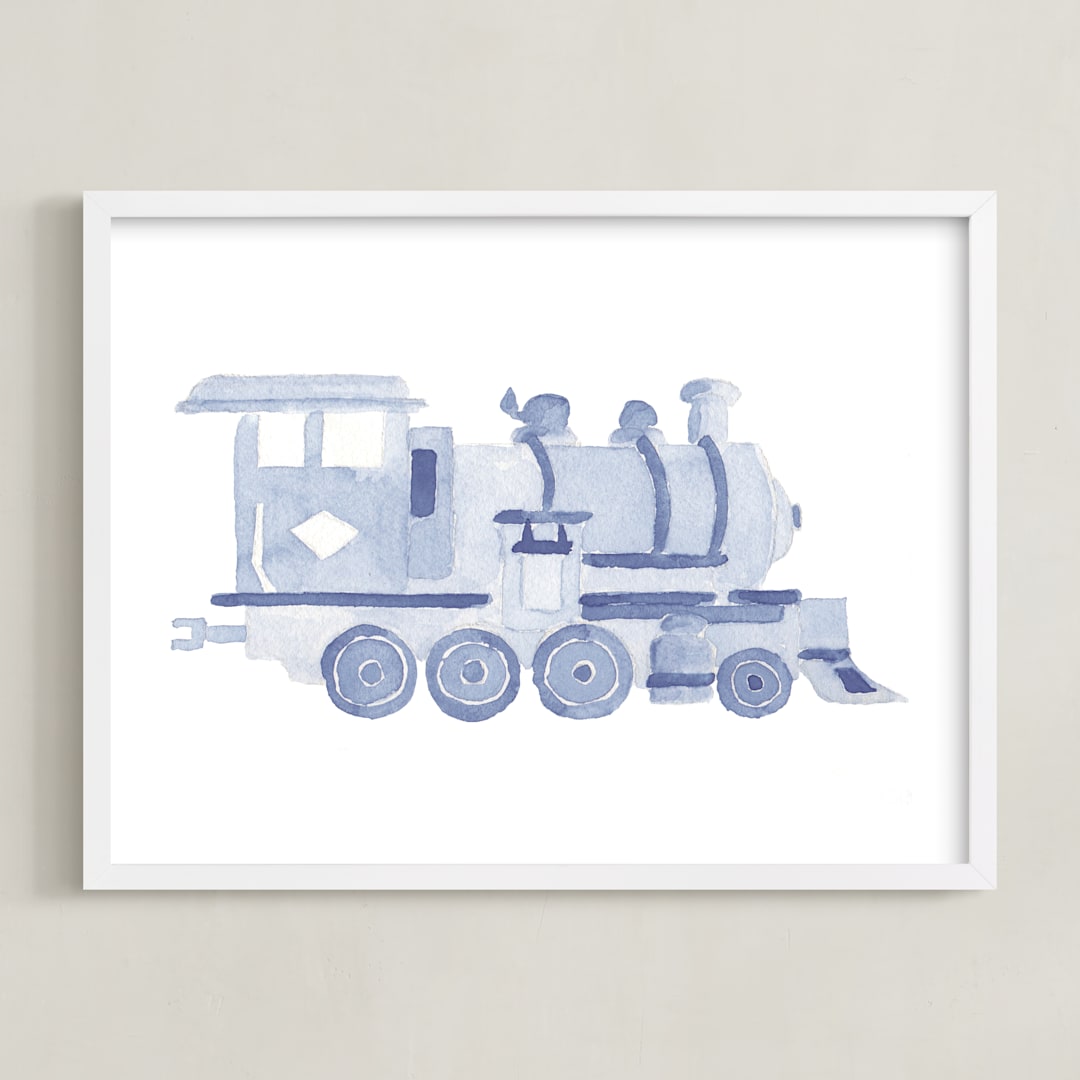 "Little Blue" - Art Print in Powder Blue by Lagniappe Paper - Framed