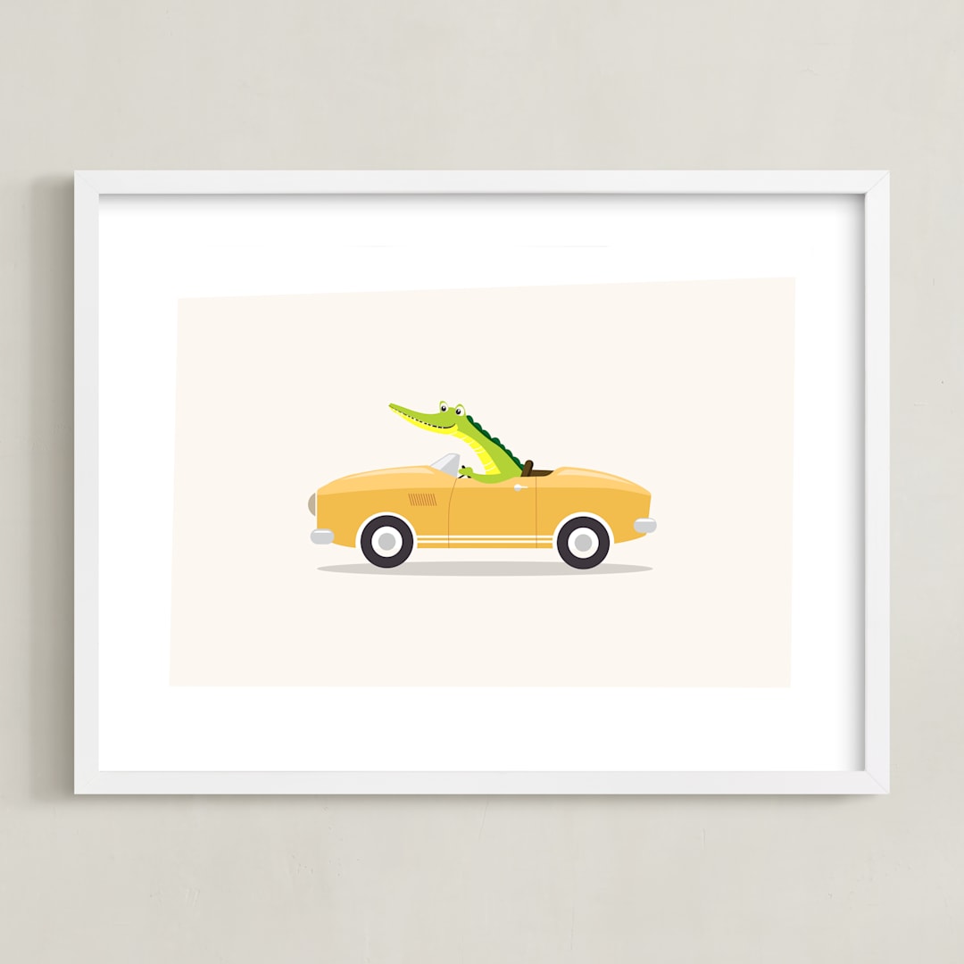 "Wacky Races I" - Art Print in Happy Yellow by David Michuki - Framed