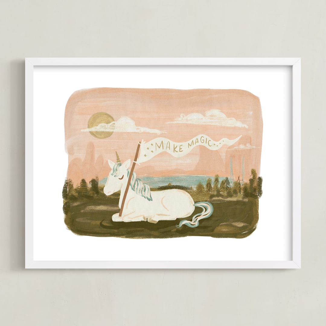 "Make Much Magic" - Art Print in Peach by Angel Walker - Framed