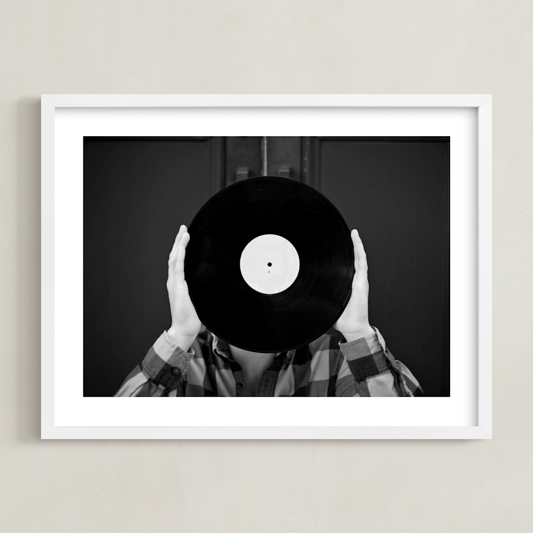 "Ahead of the Record" - Art Print in Black and White by Kaitie Bryant - Framed