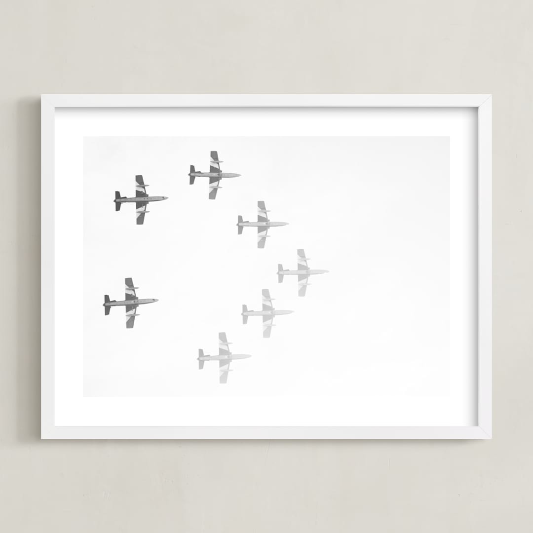 "Fly This Way" - Art Print in Smoky Grey by Heather Marie - Framed