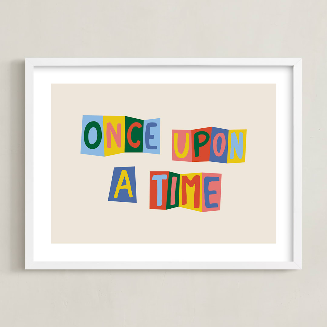 "Once Upon a Time" - Art Print in Azure Blue by Inkblot Design - Framed