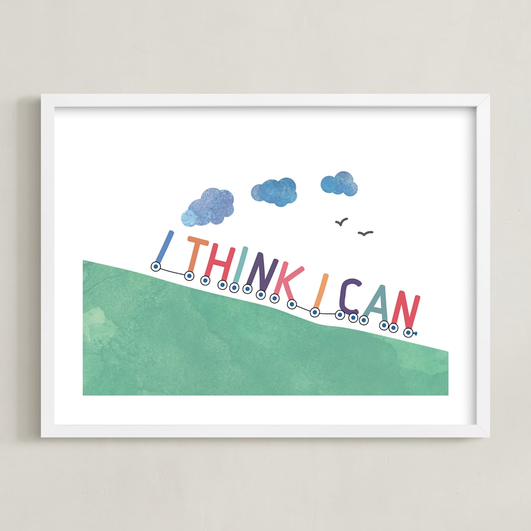 "You can." - Art Print in grass green by R studio - Framed