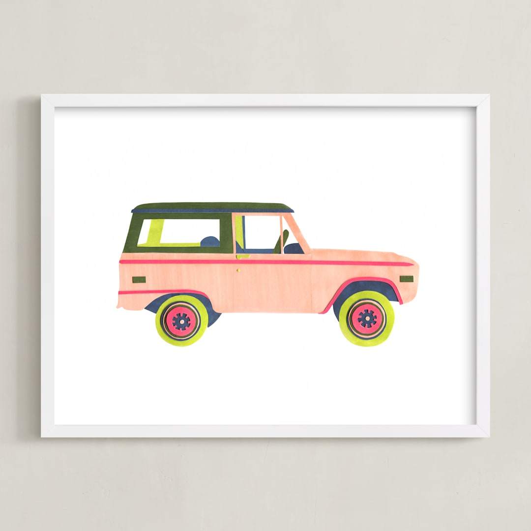 "Cruising Nantucket" - Art Print in Pale Pink by Kelsey Livingston - Framed