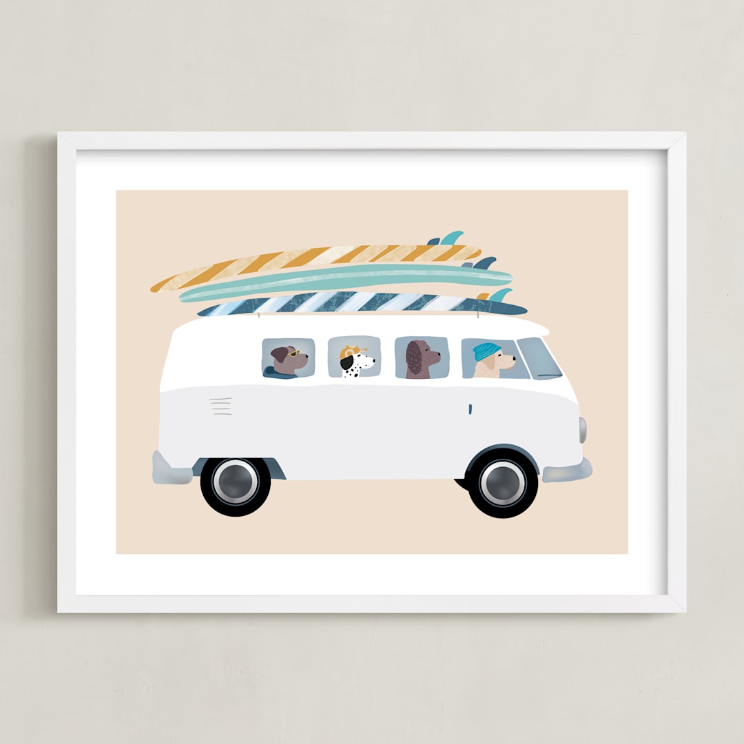 "Venice Beach" - Art Print in Sand by Jenna Holcomb - Framed