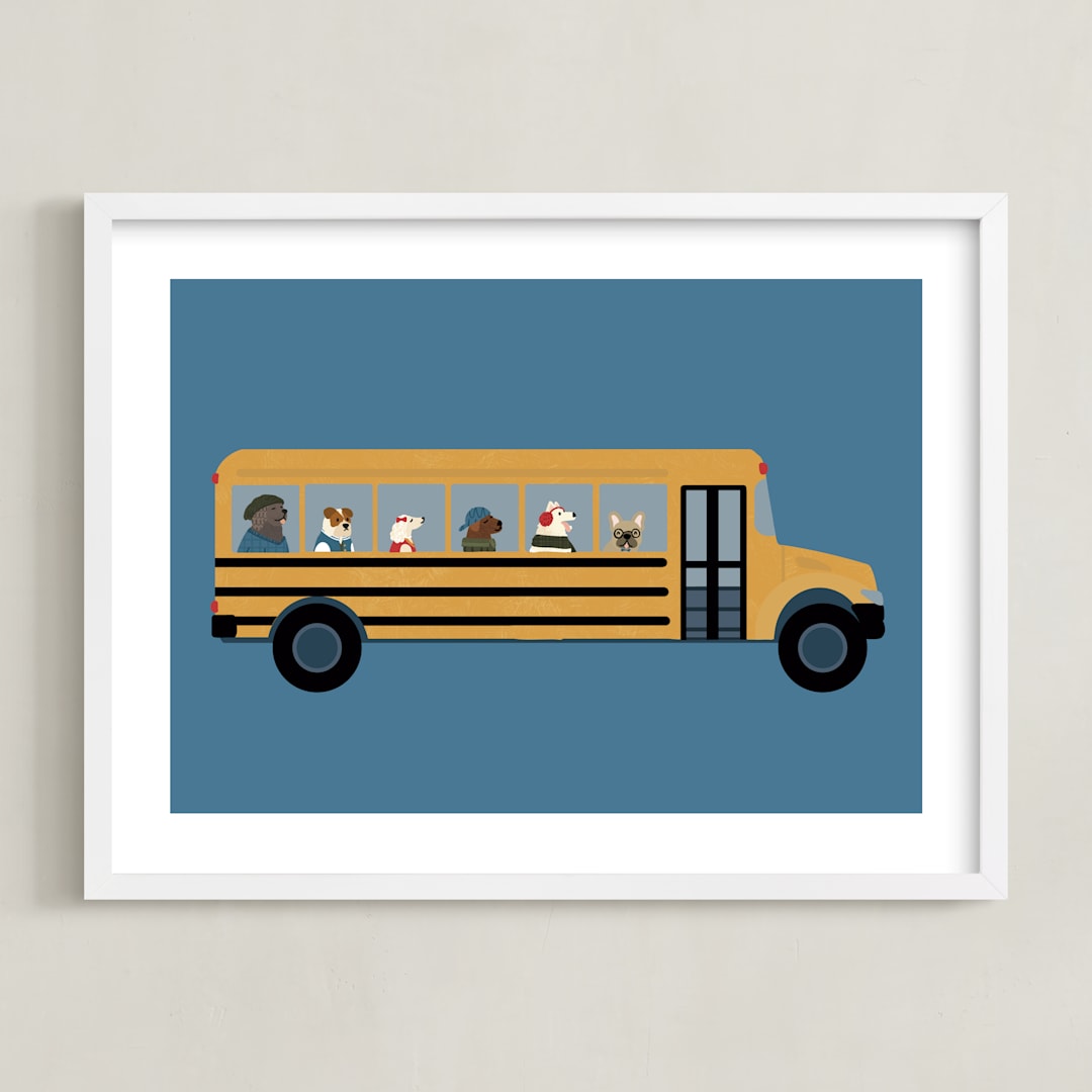 "School Dogs" - Art Print in Lake by Jenna Holcomb - Framed