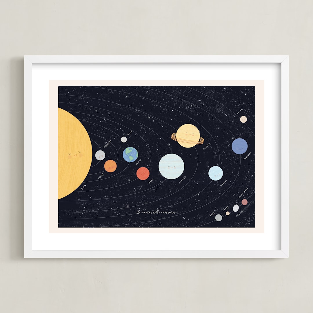 "Our beautiful universe" - Art Print in Navy by Sabrin Deirani - Framed