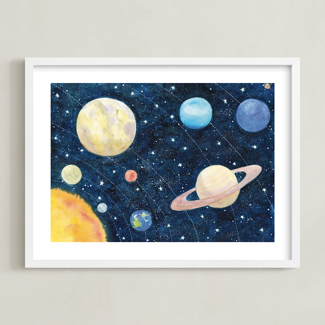 "Solar System" - Art Print in Deep Space by Alexandra Dzh - Framed