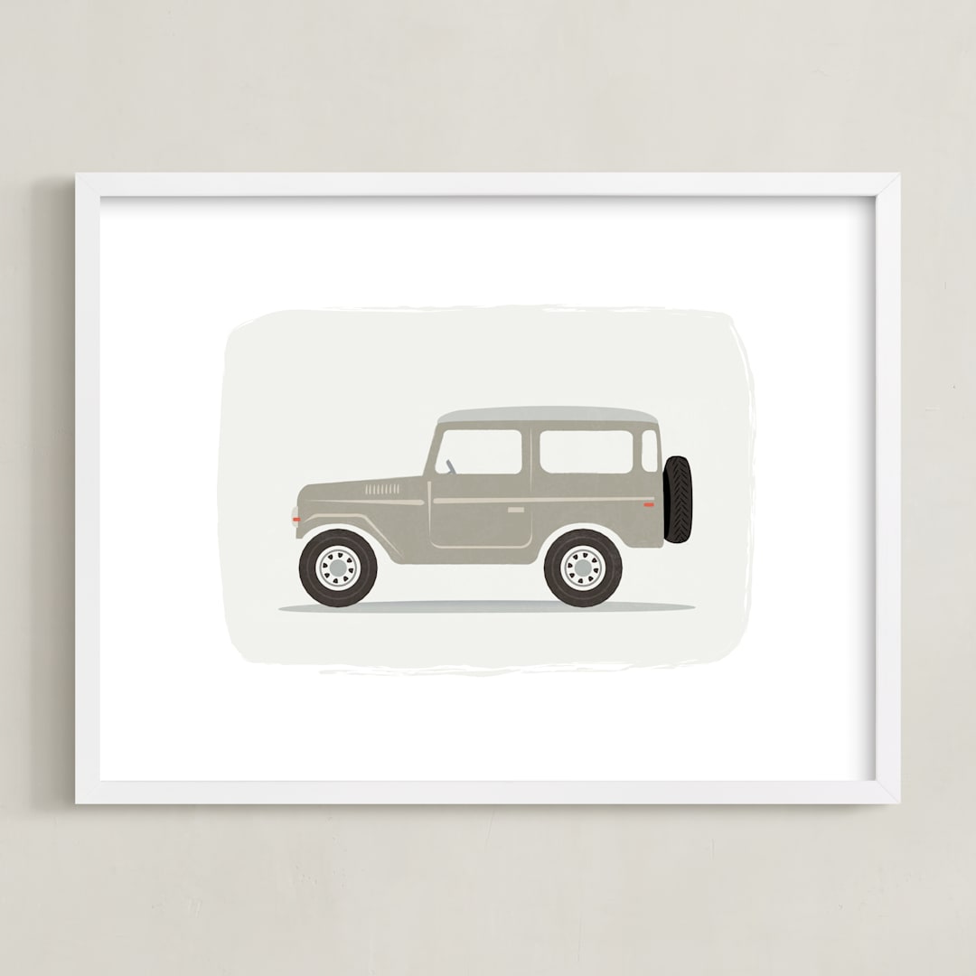 "Vintage Land Cruiser" - Art Print in putty by Karidy Walker - Framed