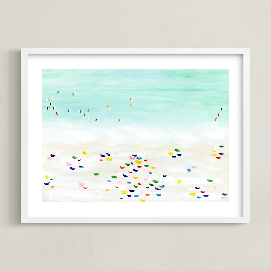 "Seaside vacation" - Art Print in White by Yaling Hou Suzuki - Framed
