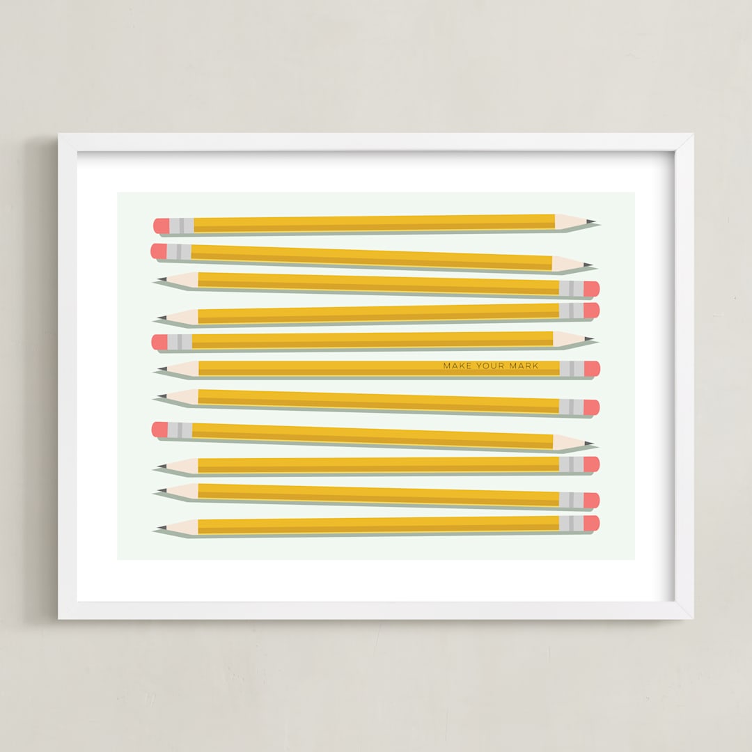 "Make Your Mark art print" - Art Print in Yellow by Sarah Cohn - Framed