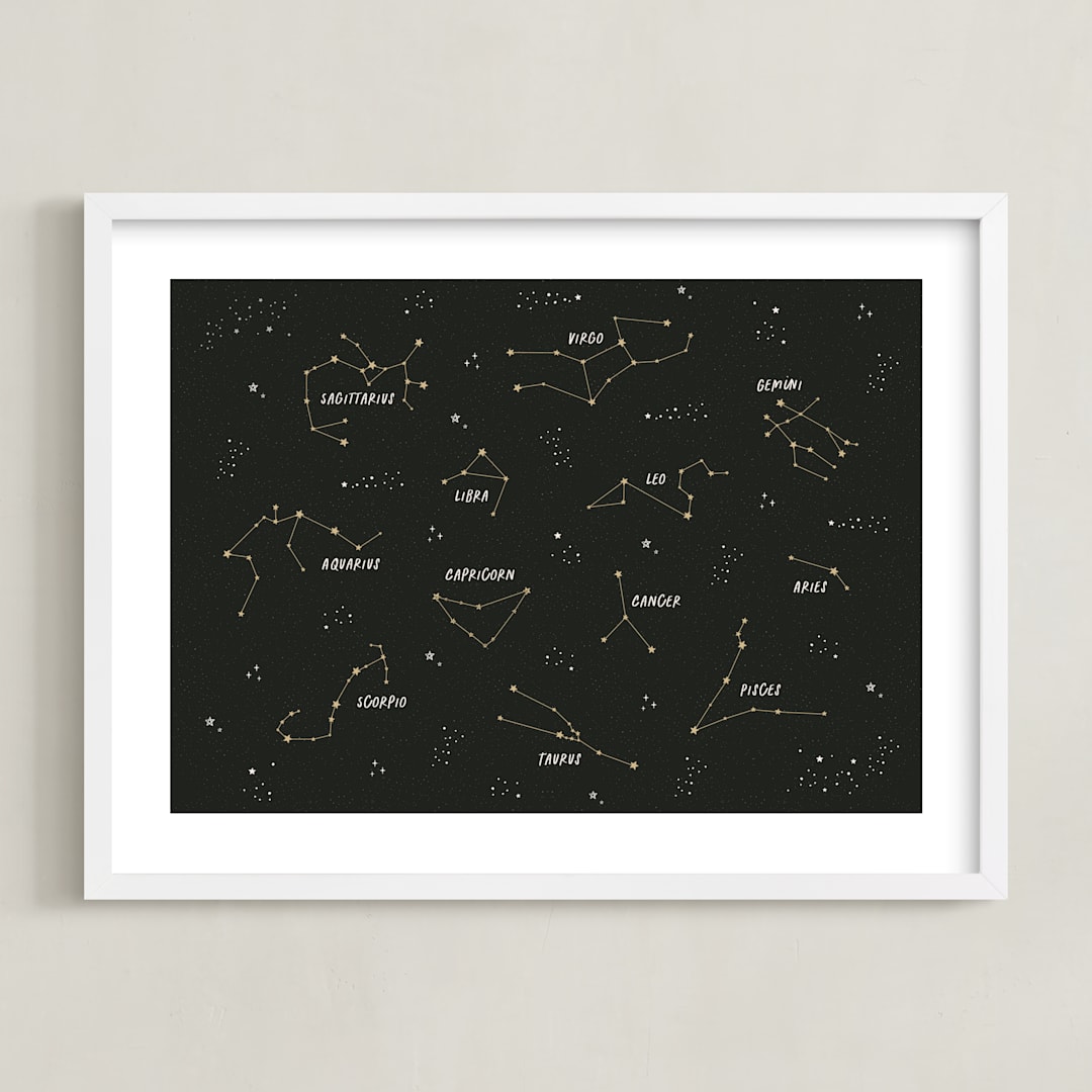 "Signs" - Art Print in Midnight by Erica Krystek - Framed