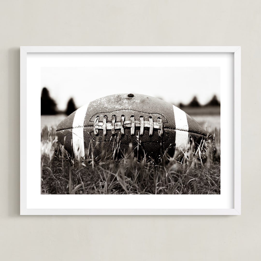 "The Grit of the Game" - Art Print in Leather by Janet Cruz - Framed