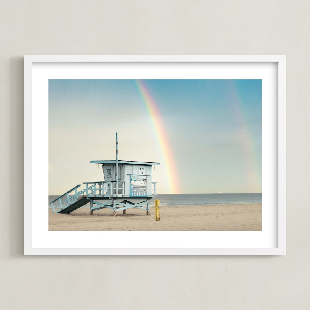 "Rainbow Days" - Art Print in Sky Blue by Shannon Howard - Framed