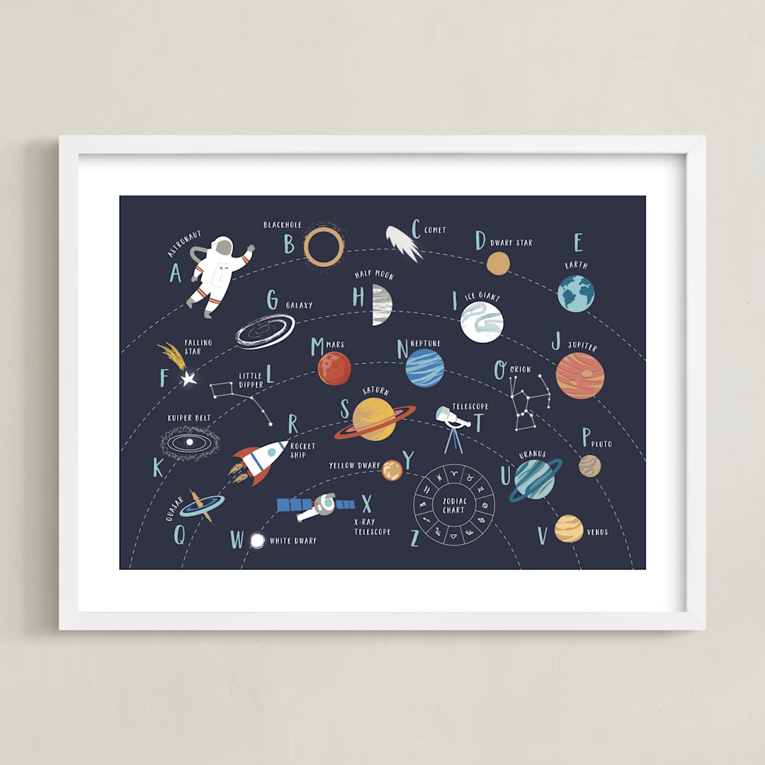 "Space Alphabet" - Art Print in Space by Teju Reval - Framed