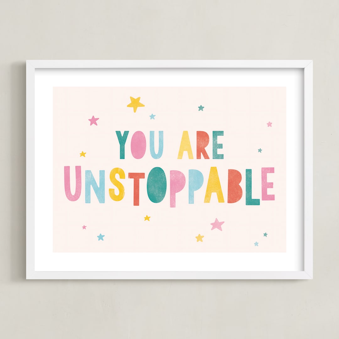 "Unstoppable" - Art Print in Blush by Shirley Lin Schneider - Framed