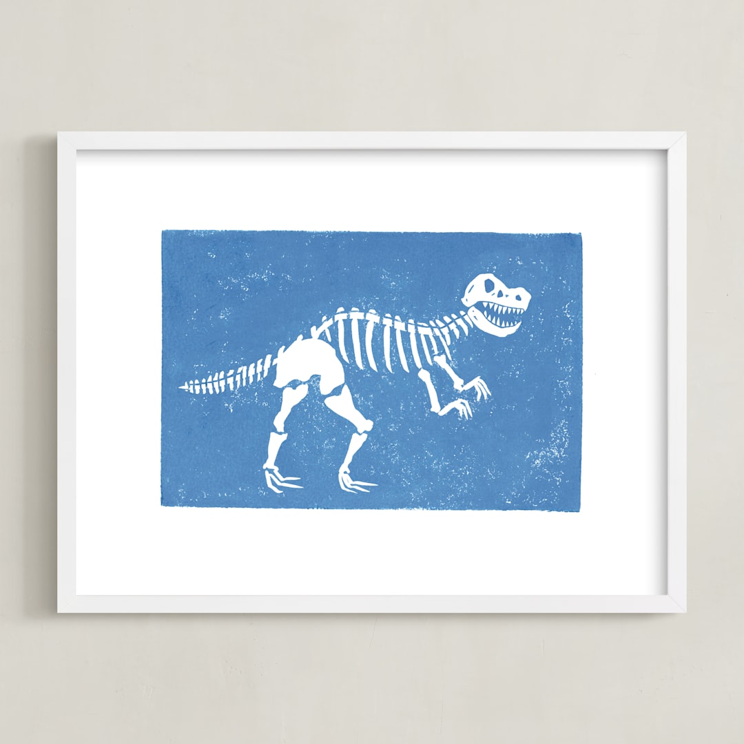 "Dino Fossils I" - Art Print in TRex by Teju Reval - Framed