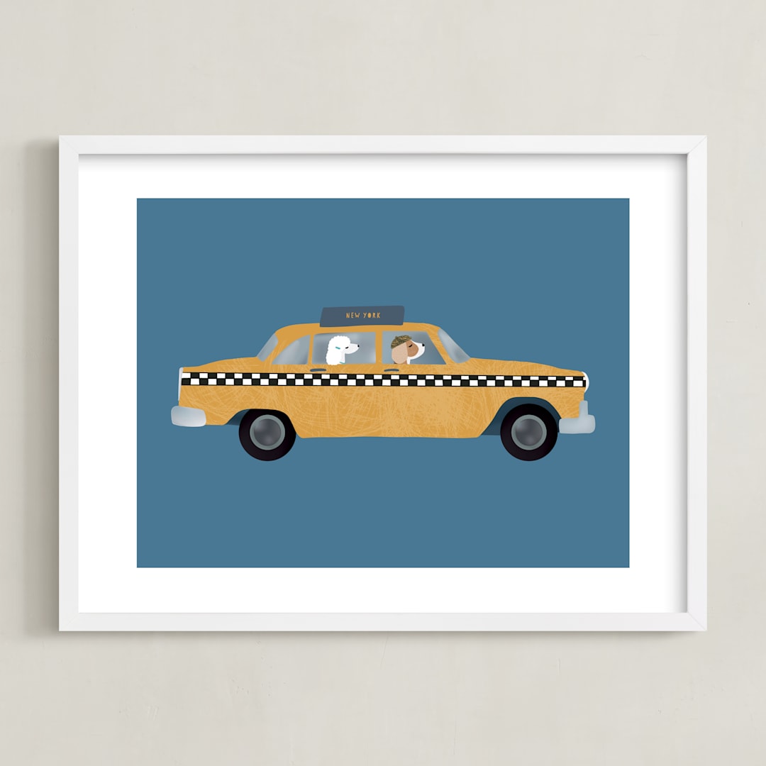 "New York" - Art Print in Taxi by Jenna Holcomb - Framed