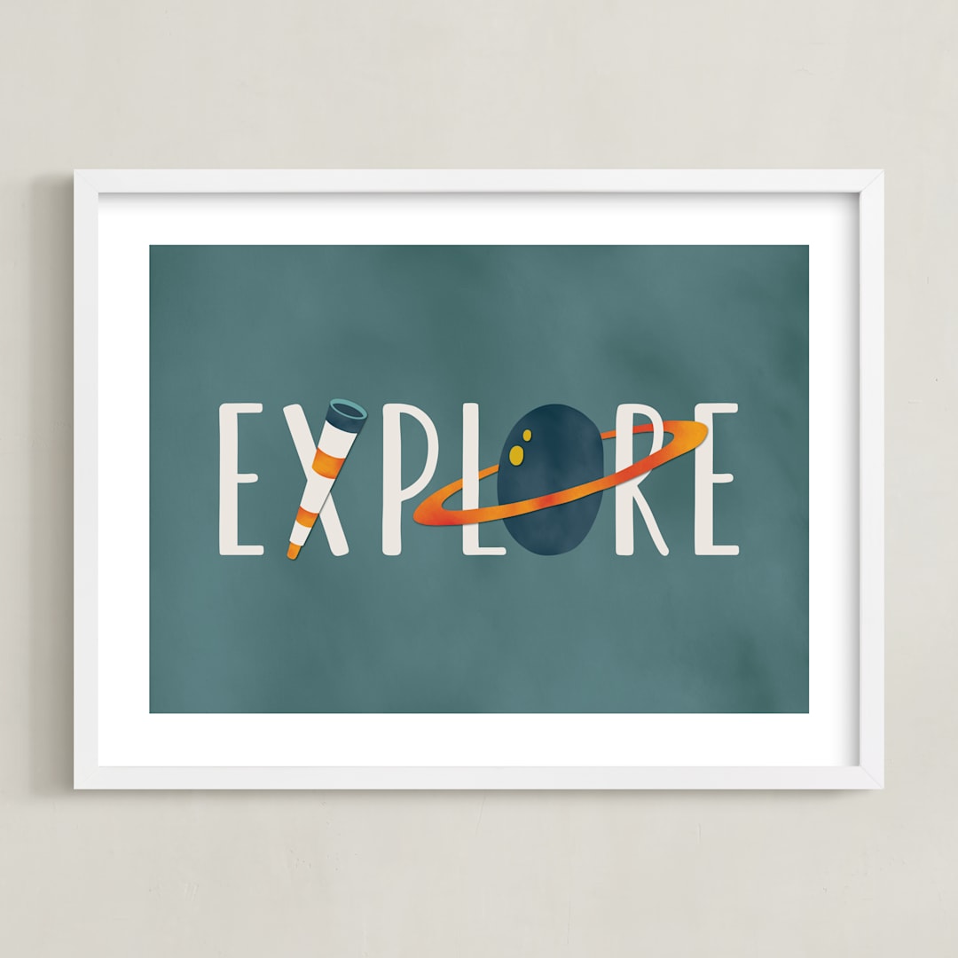 "Space to Explore III" - Art Print in Twilight by Heather Schertzer - Framed