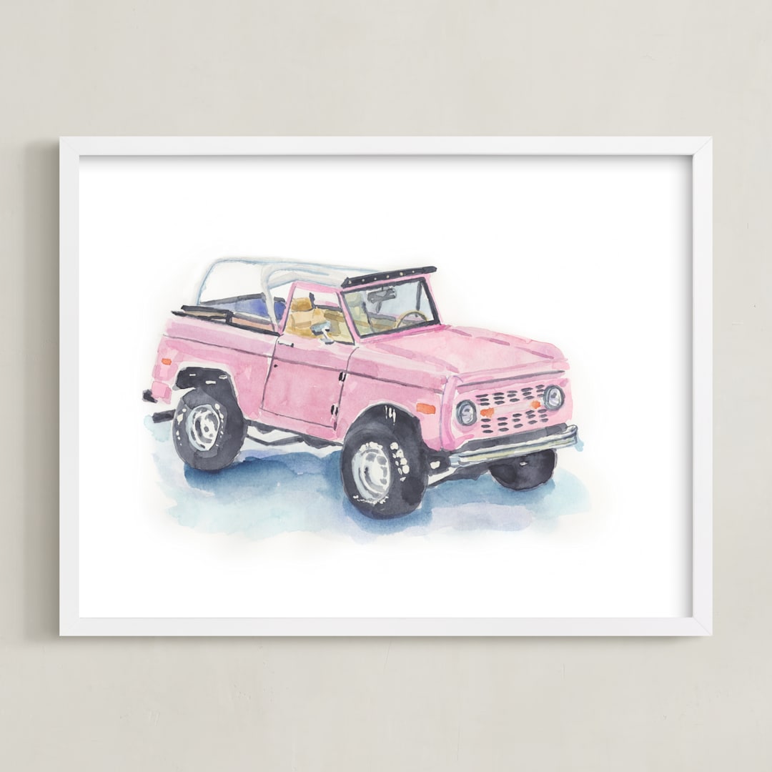 "Classic Vroom 3" - Art Print in Peony Pink by Stacey Brod - Framed
