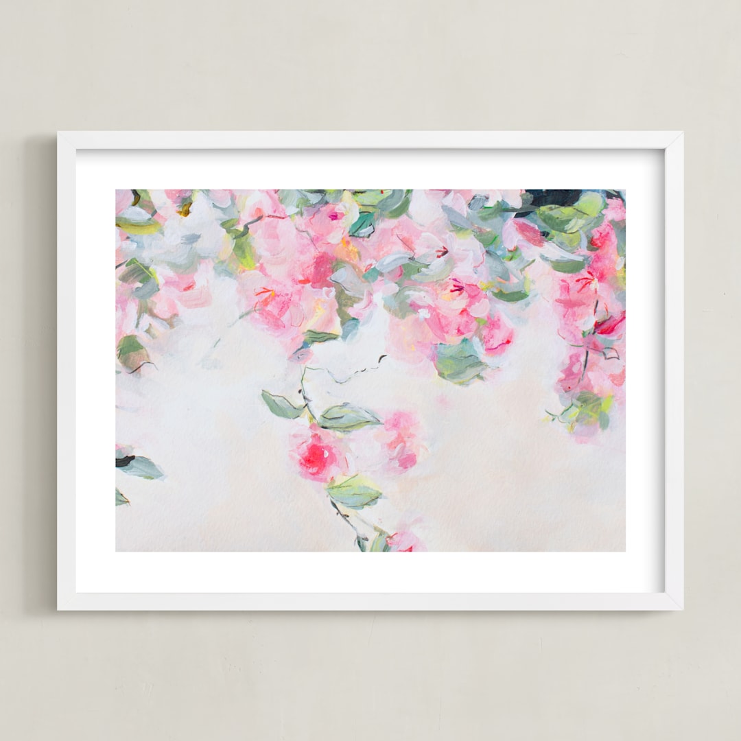 "Enchanted Garden 2" - Art Print in Floral Pink by Arohika Verma - Framed