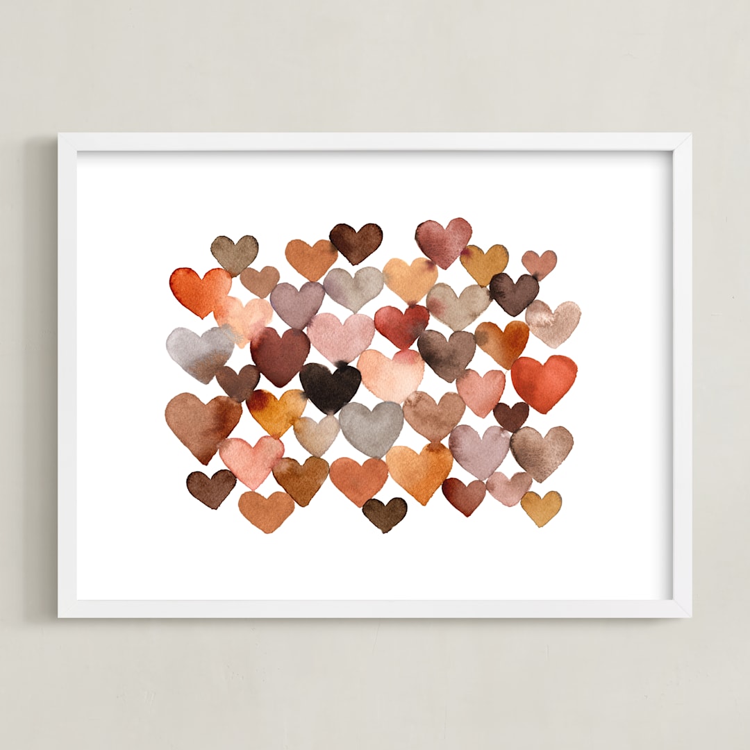 "Clay Hearts" - Art Print in Earthy by Sara Berrenson - Framed