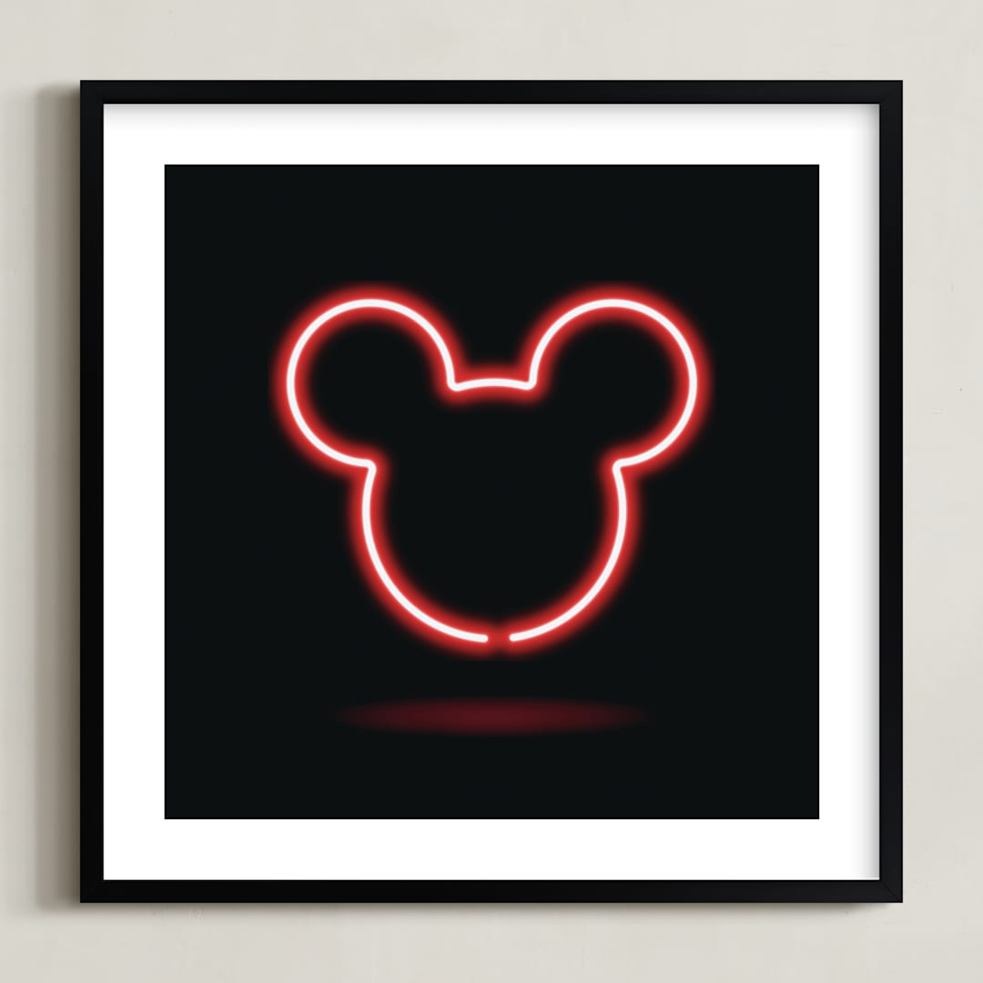 "Late Night Disney Mickey Mouse" - Art Print in Black by Kennedi Shaw - Framed