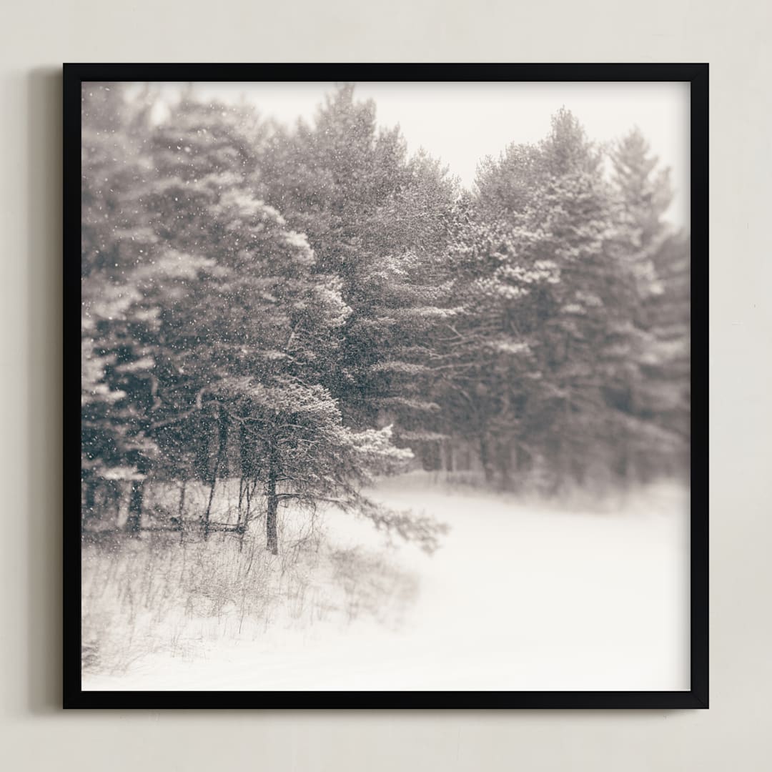 "Play on a Winters Day 1" - Art Print in Warm Taupe Gray by Jacquelyn Sloane Siklos - Framed