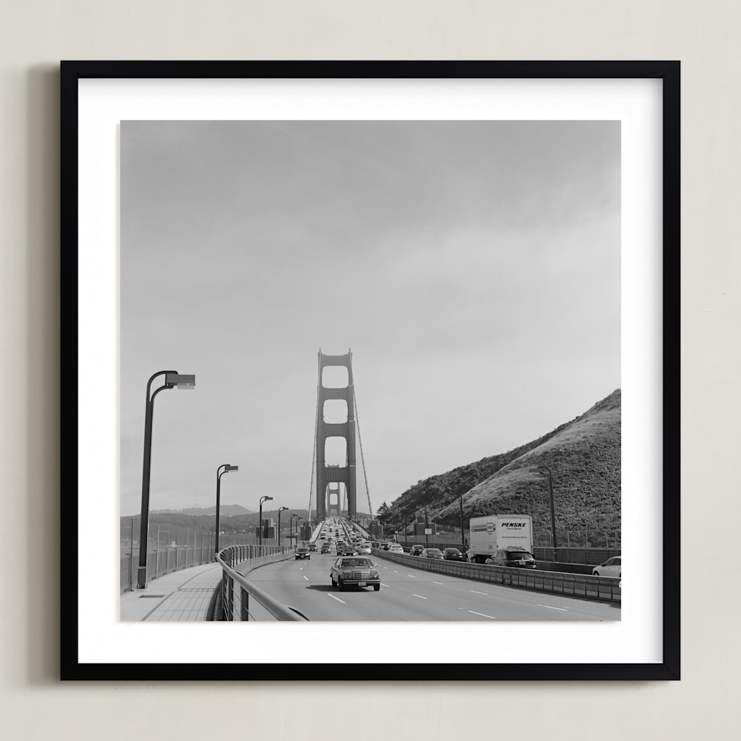 "Golden Gate Bridge" - Art Print in Black and White by Austin Warnock - Framed