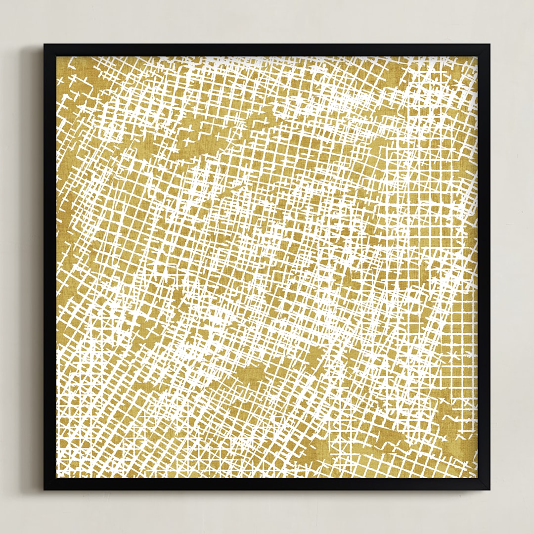 "Ochre Eucalyptus I" - Art Print in Mustard by Tanya Lee Design - Framed