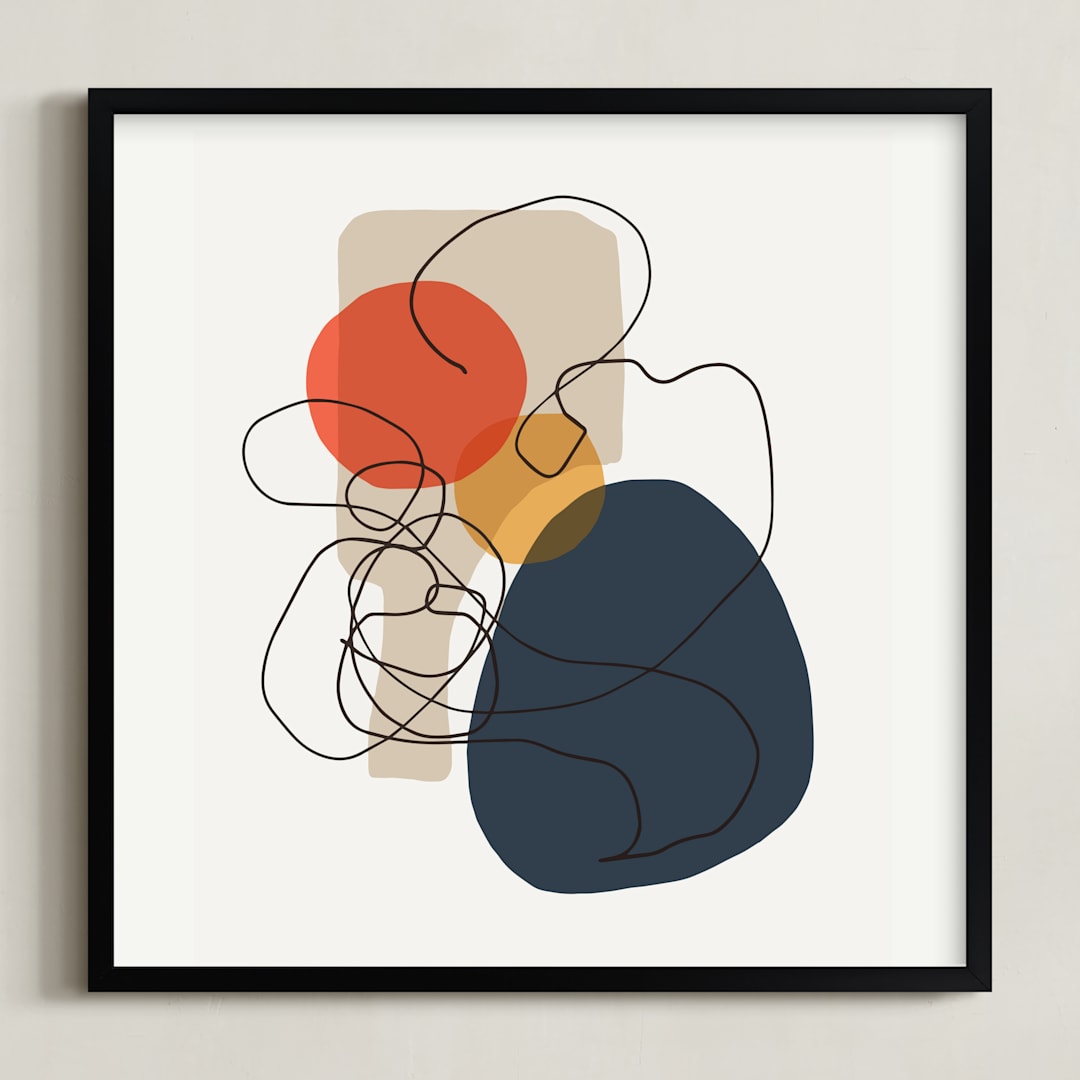 "Between the Lines IV" - Art Print in mid century by Svitlana Martynjuk - Framed