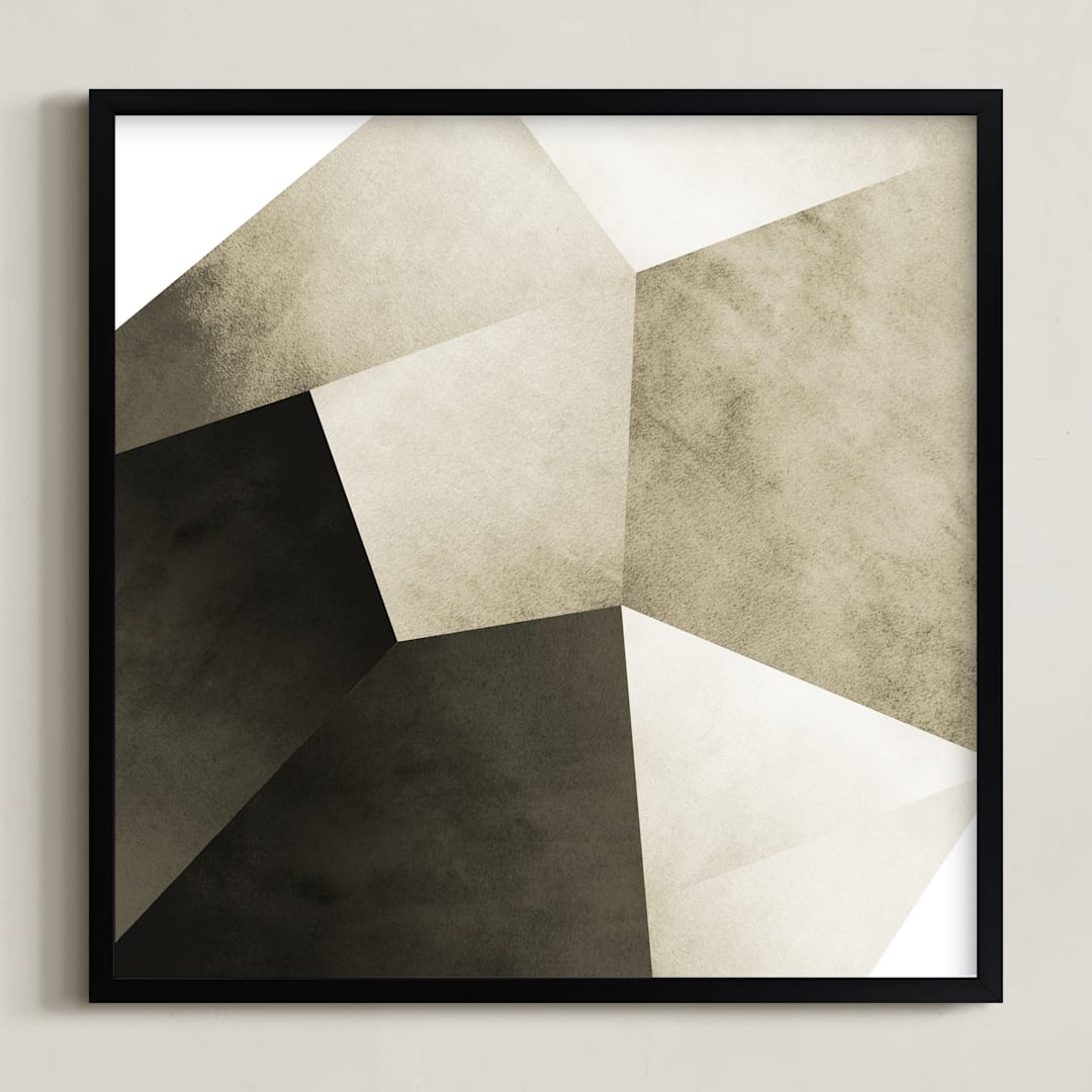 "Lemurian Facets Three" - Art Print in Lemurian Latte by Hannah Lipking - Framed
