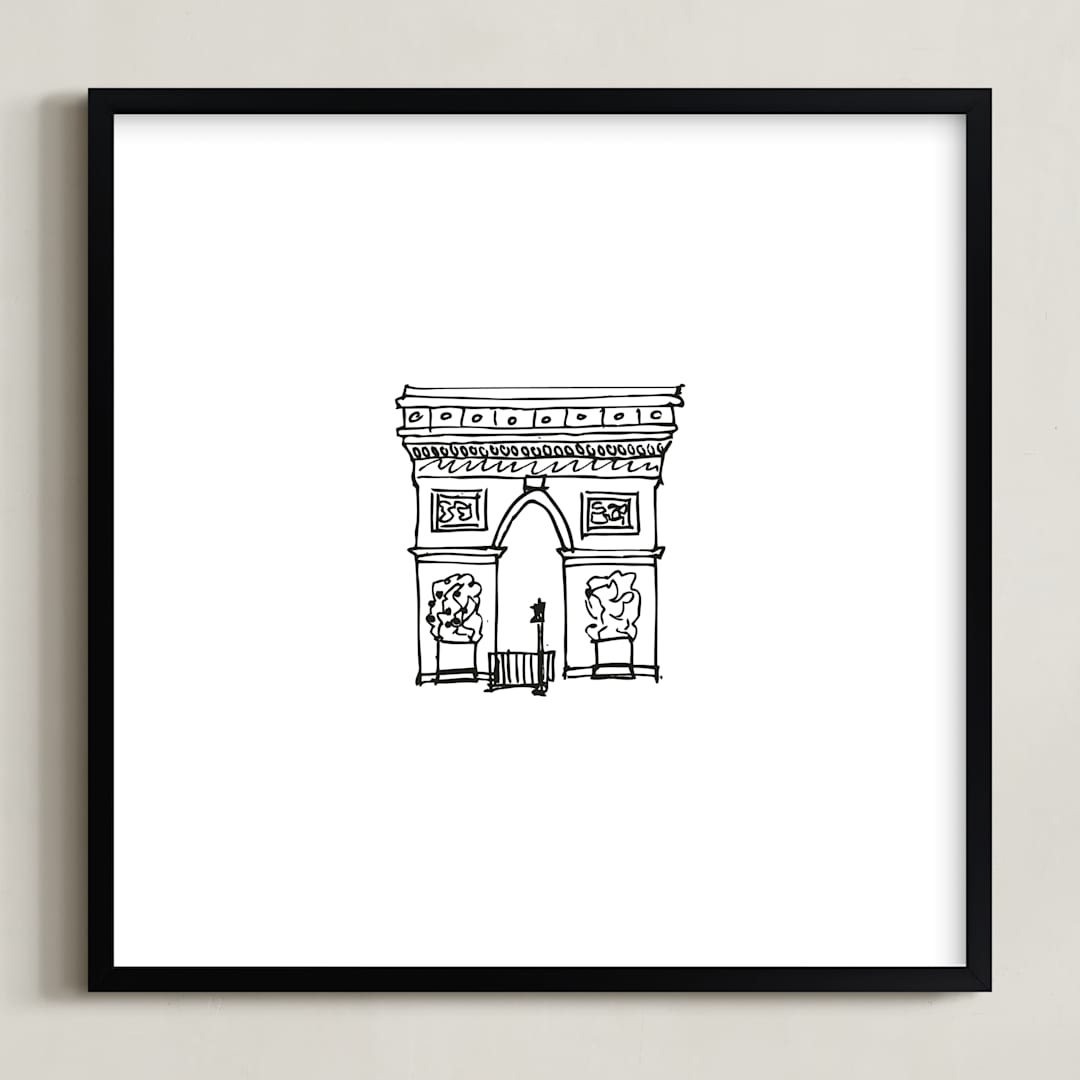 "The Arc de Triomphe Paris" - Art Print in Black and White by Phrosné Barwood - Framed