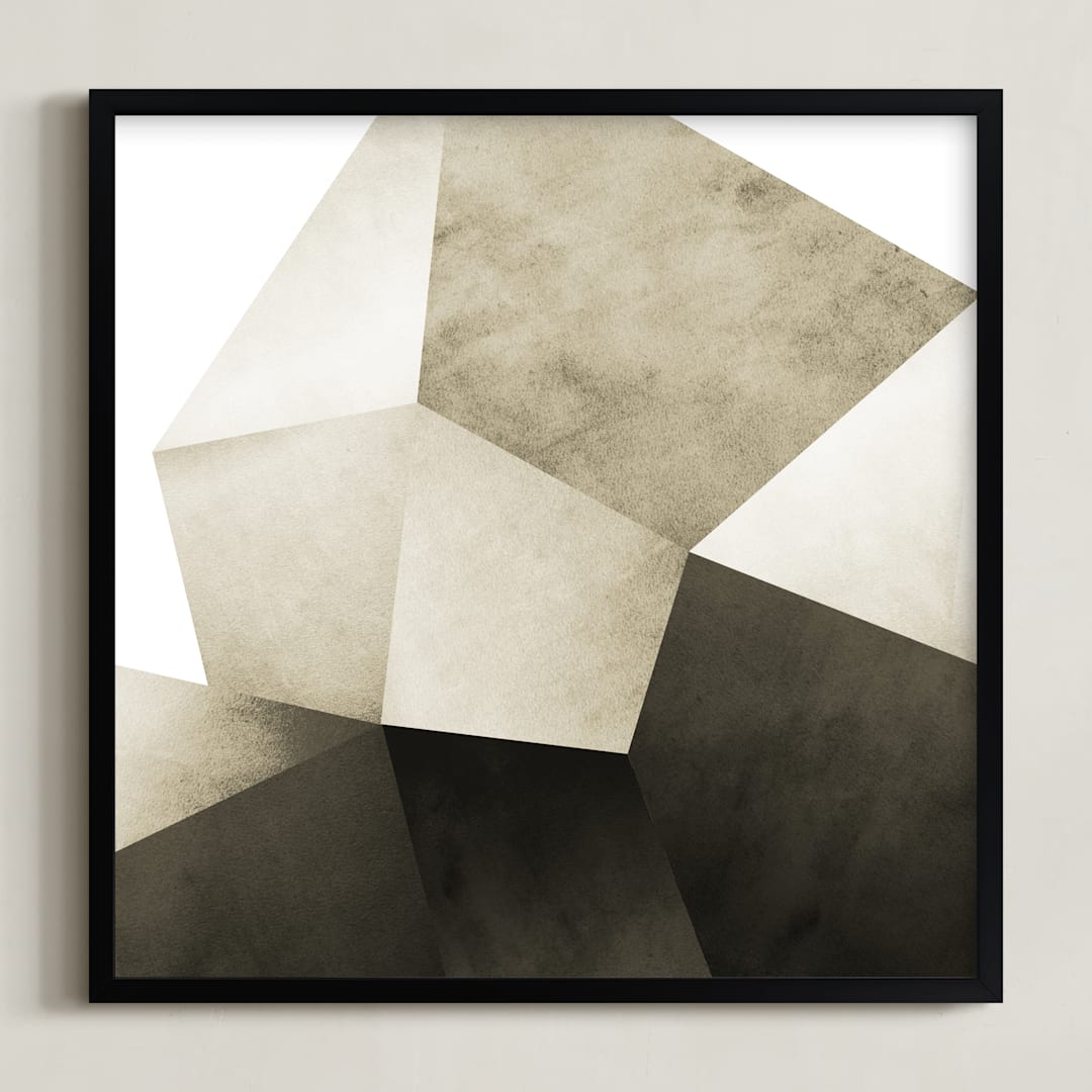 "Lemurian Facets One" - Art Print in Lemurian Latte by Hannah Lipking - Framed