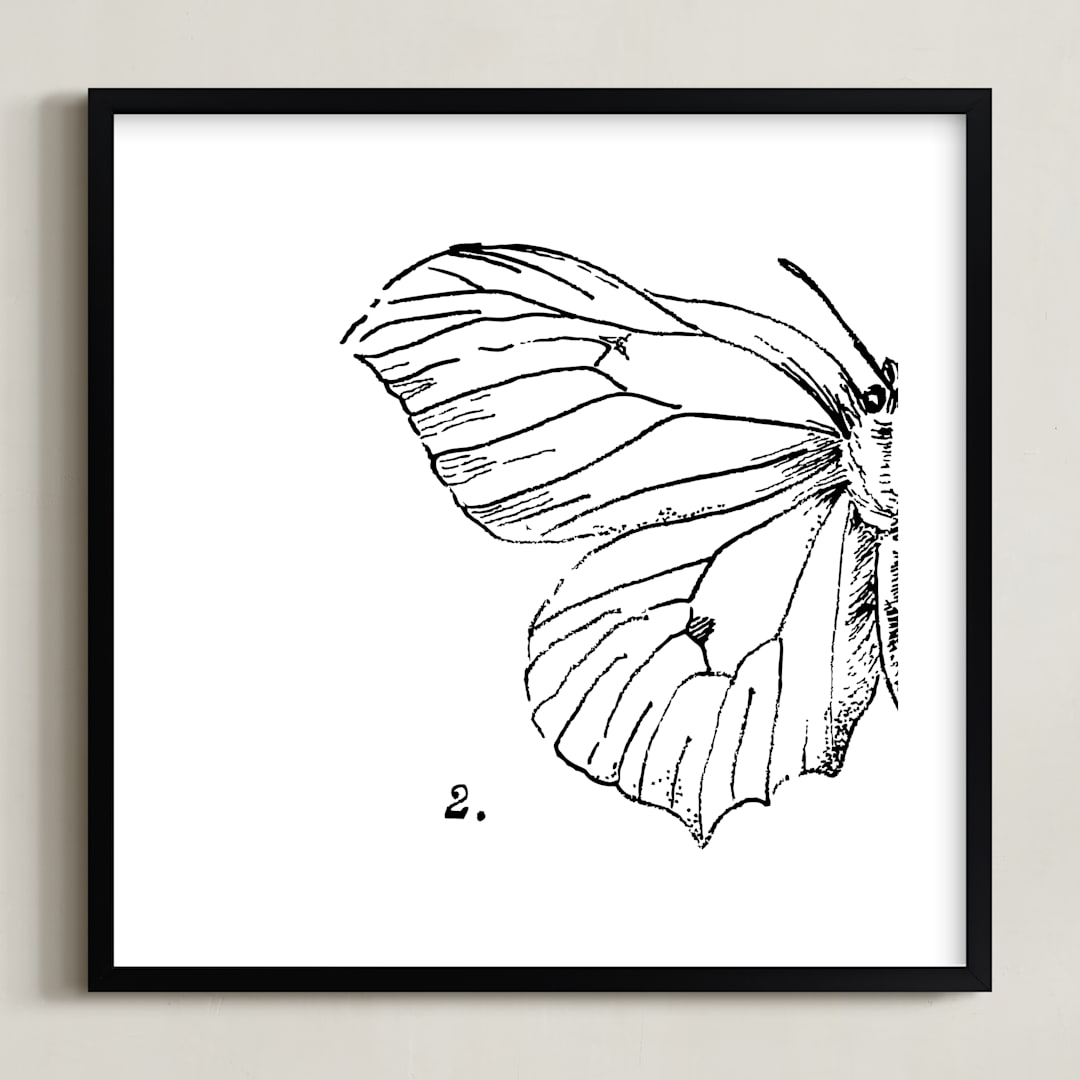 "Moth No. 2" - Art Print in Jet Black by Mere Paper - Framed