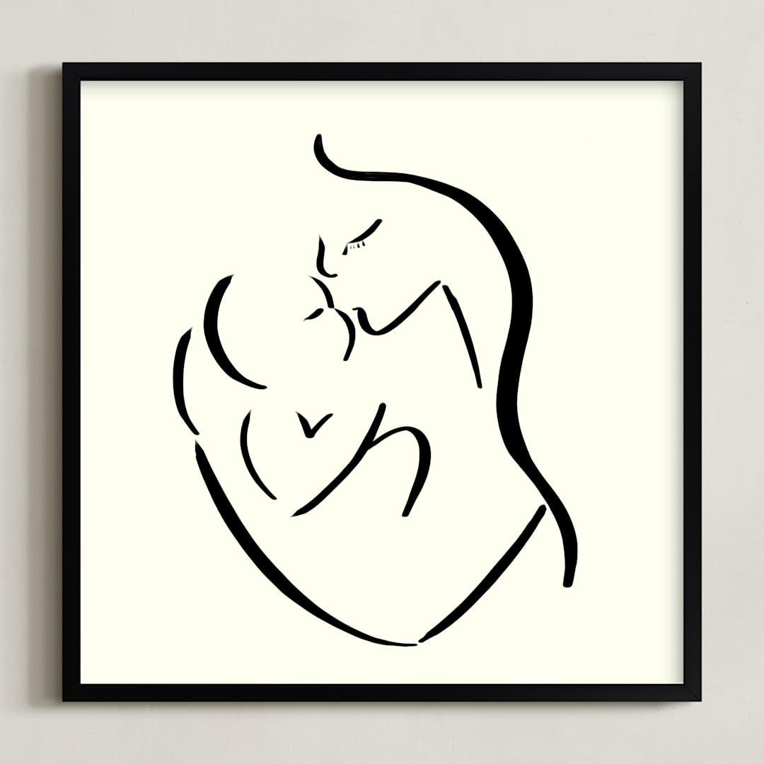 "Mama's arms" - Art Print in monochrome by Keely Norton Owendoff - Framed