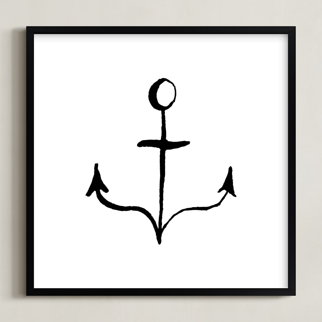 "Anchor in Ink" - Art Print in Black by Two if by Sea Studios - Framed