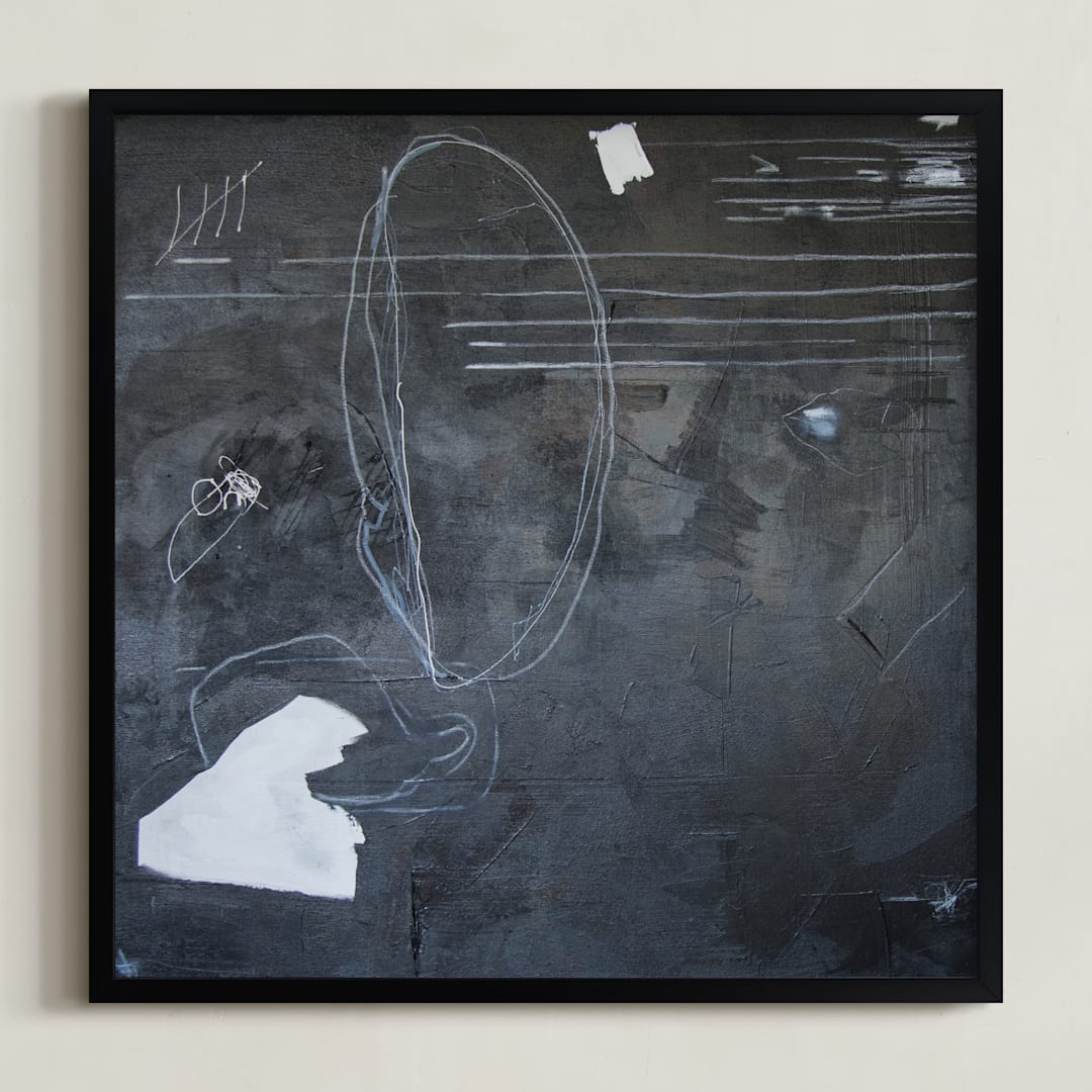 "It's Never Just Black and White" - Art Print in Blue Grey by Jan McCarthy - Framed
