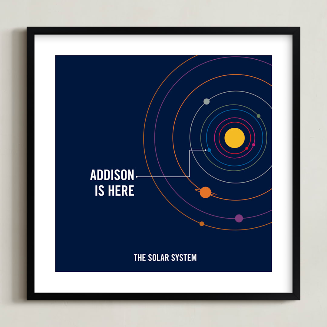 "You are Here" - Personalized Art Print in Midnight by Robin L. Andrews - Framed