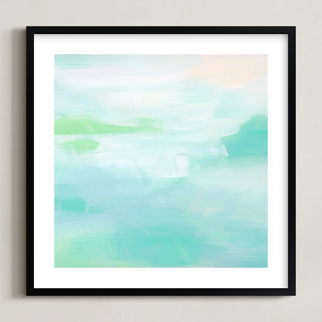 "Hideaway Beach" - Art Print in Cornflower by Artsy Canvas Girl Designs - Framed