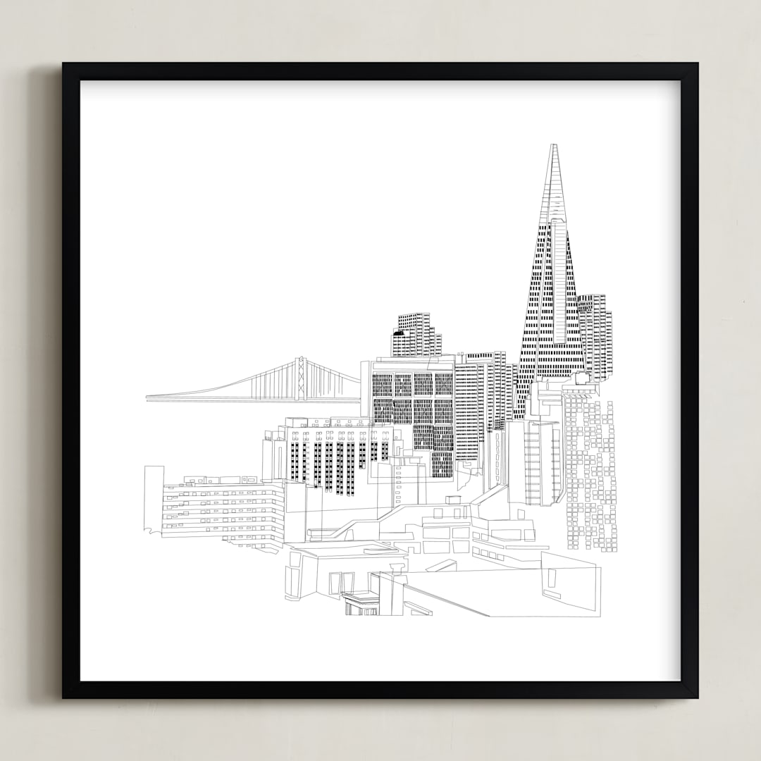 "San Francisco" - Art Print in Jet black by Neeta Sawhney - Framed