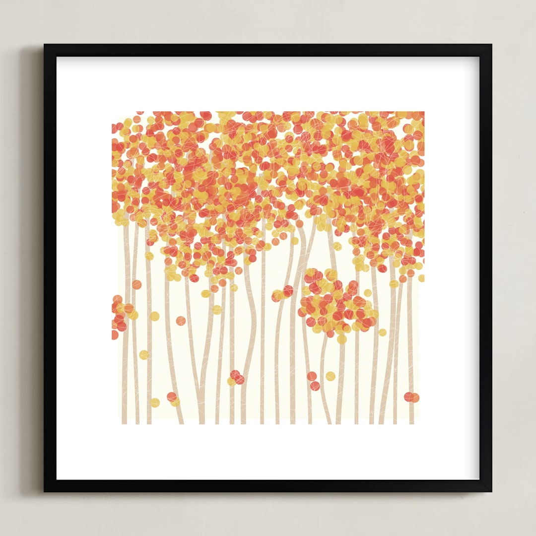 "Nature's Confetti" - Art Print in Persimmon by Inkblot Paper - Framed