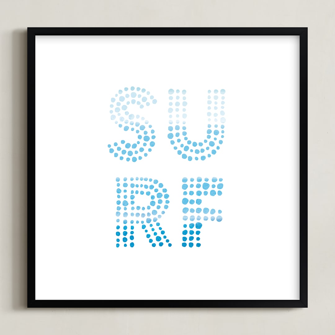 "Surf Shack" - Art Print in Ocean Blue by Rochelle Renee - Framed