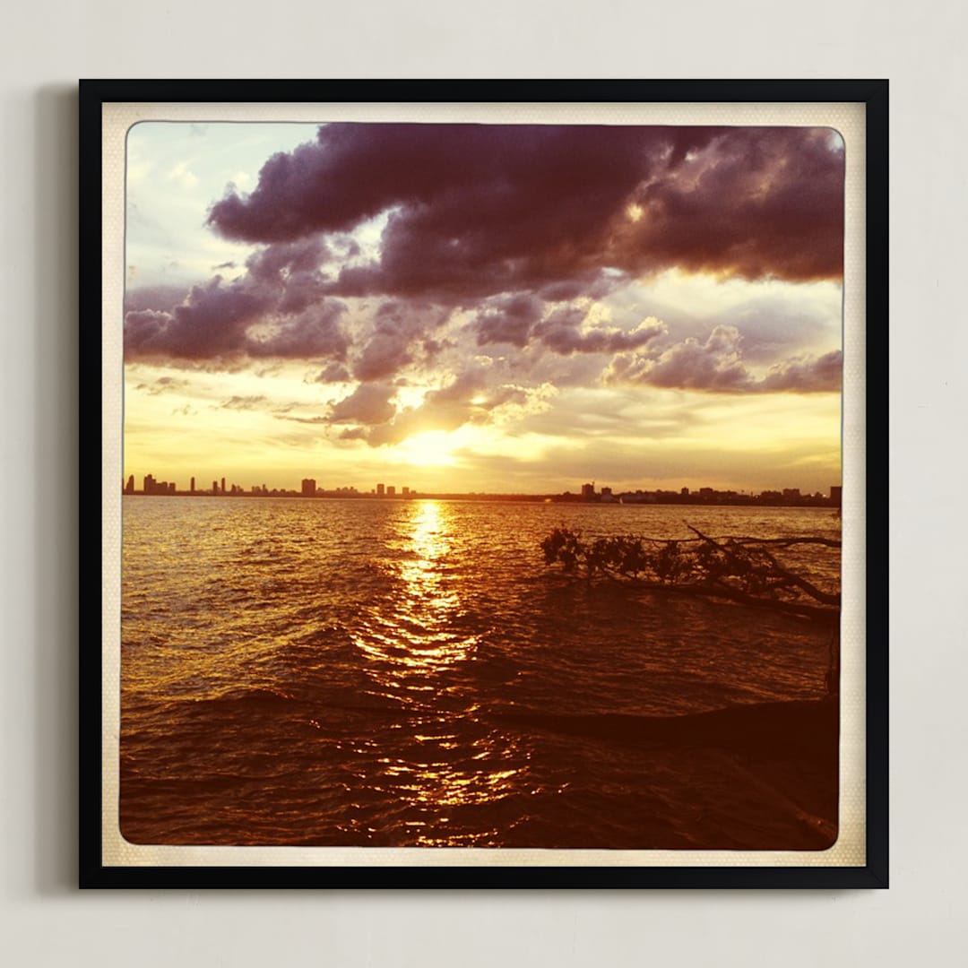 "Sunset Over Lake Ontario" - Art Print in sunset by Margaret Hine - Framed